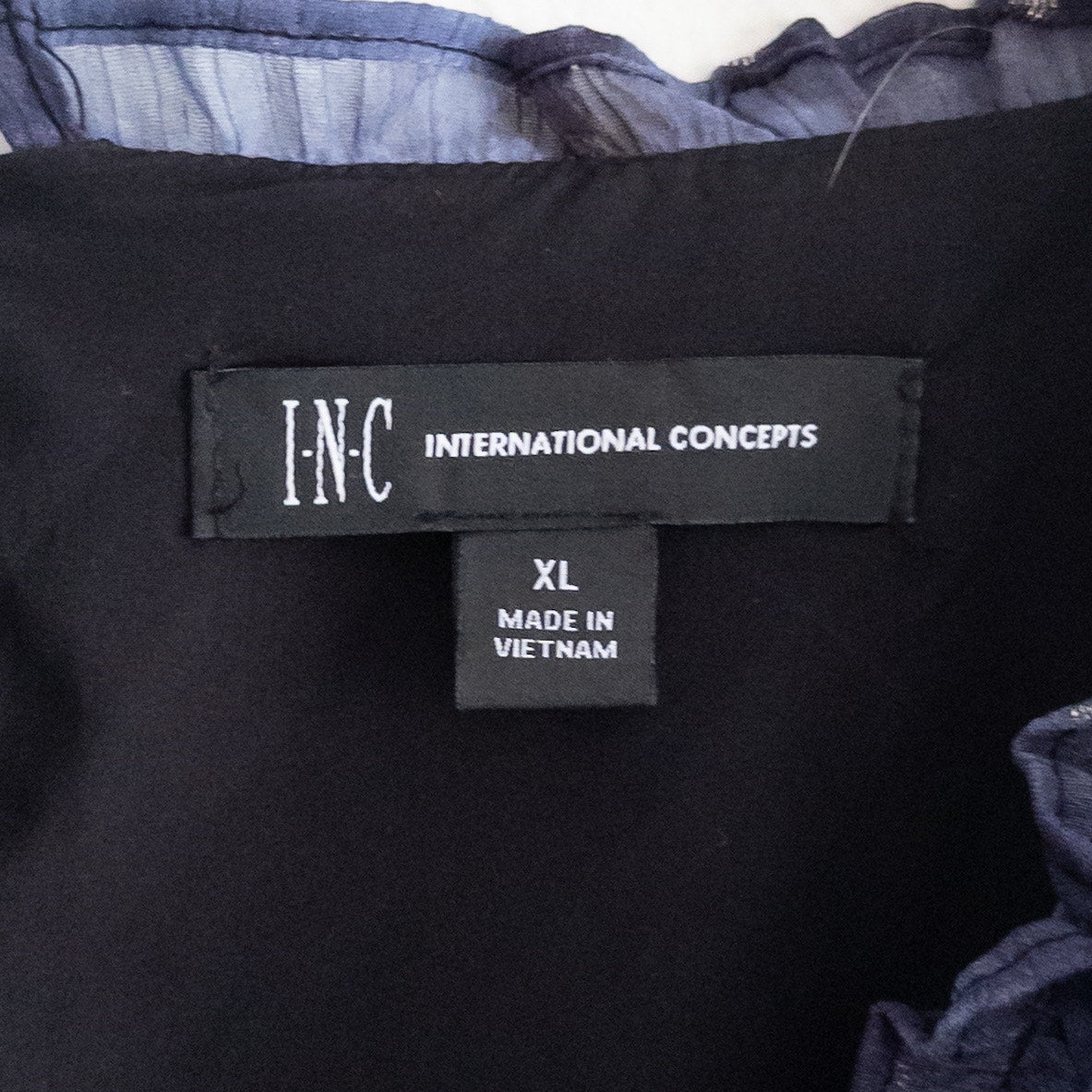 INC International Concepts Blue Metallic Swiss Dots Maxi Dress Size XL